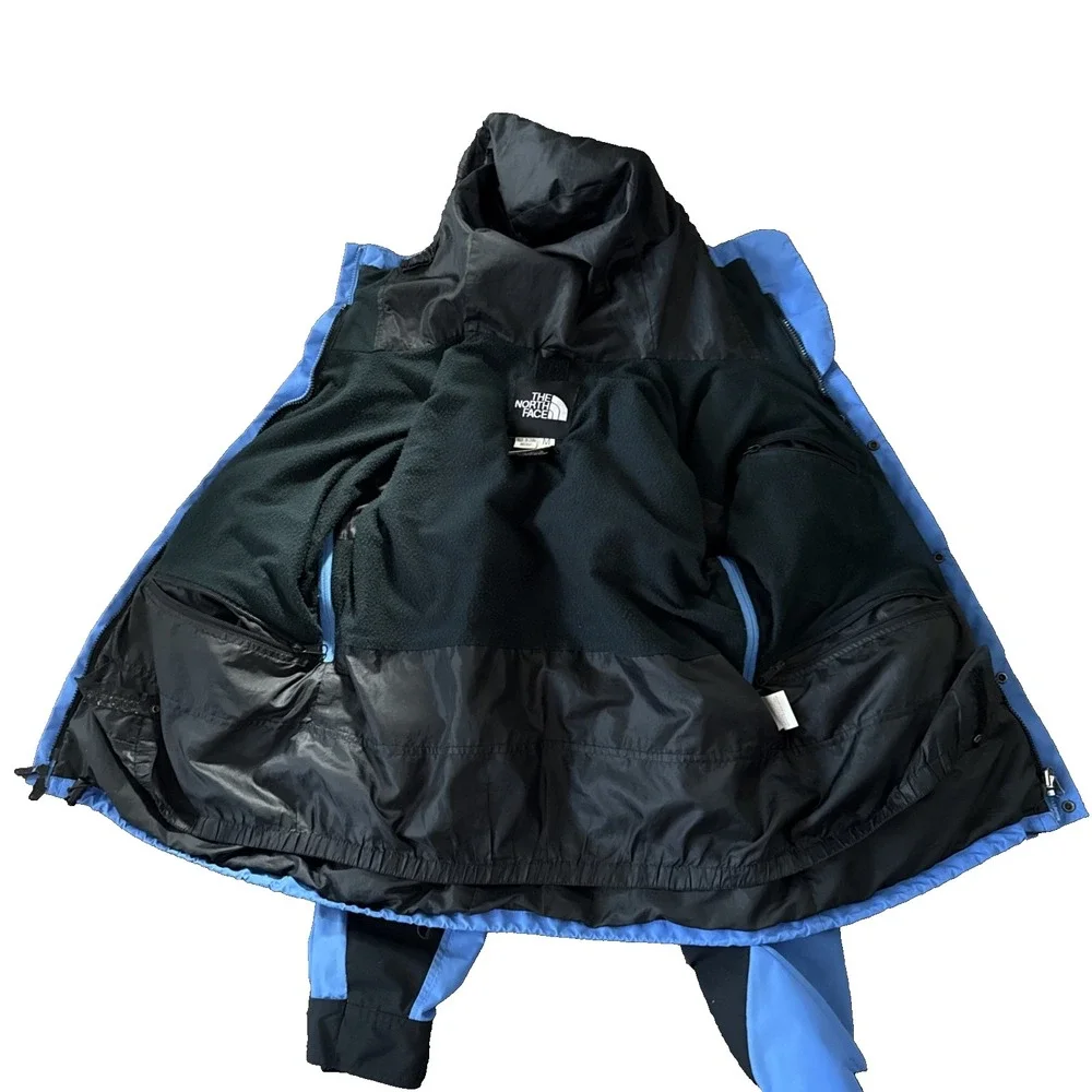 North Face Goretex Ski Jacket Men M Blue Hooded Pockets Pit Zip Vintage 90s Y2K